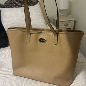 MICHAEL Michael Kors Jet Set Travel Tote Laptop Bag Tan/Taupe Leather